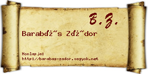 Barabás Zádor névjegykártya